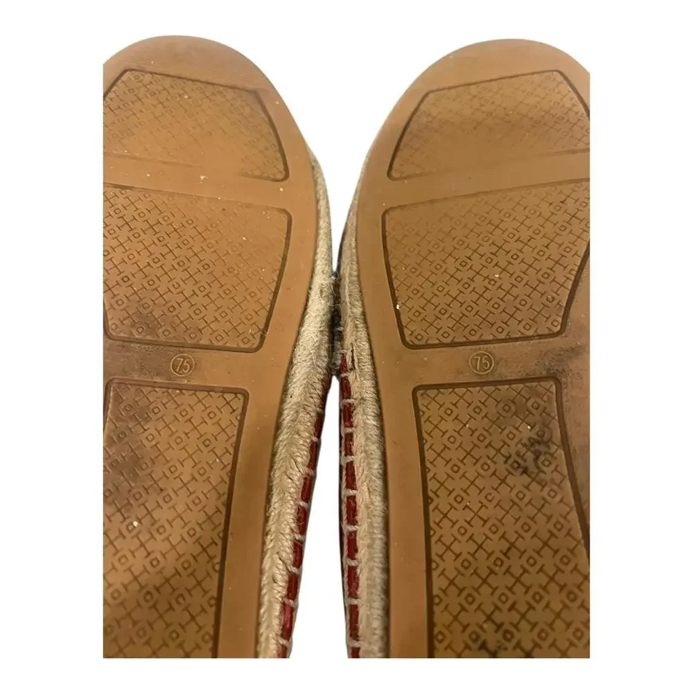 Tory Burch Ines Espadrille Women's Size 7.5 Fil Striped Coupe Red Blue